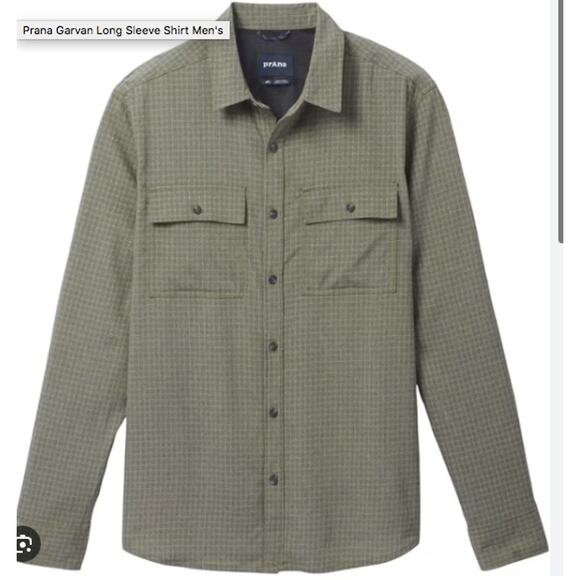PRANA NWT Men's Garvan Long Sleeve Shirt in Evergreen // Small Tall - Picture 1 of 12